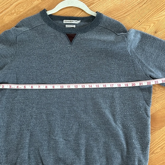 Peter Millar Grey Merino Wool Signature Crewneck Elbow Patch Sweater Large Mens - Picture 8 of 9